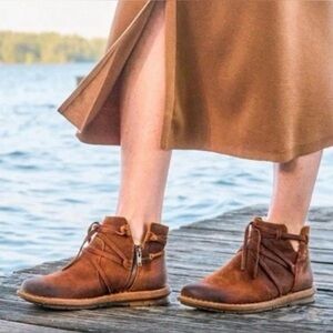 Born Women's Tarkiln Glazed Ginger Brown Suede Ankle Boots Side Zip Size 8.5